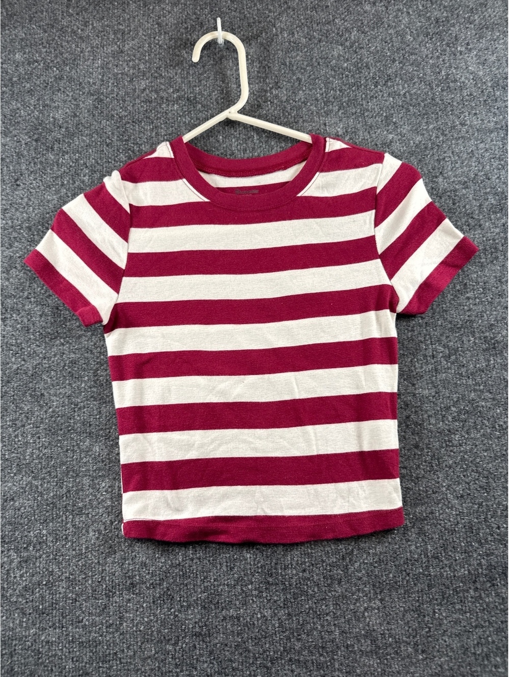 No Boundaries Girls XS Red White Striped T Shirt Short Sleeve Kids Tee
